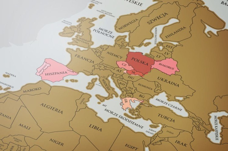 Świat. Flagi. Mapa zdrapka PREMIUM GOLD. Fragment 3