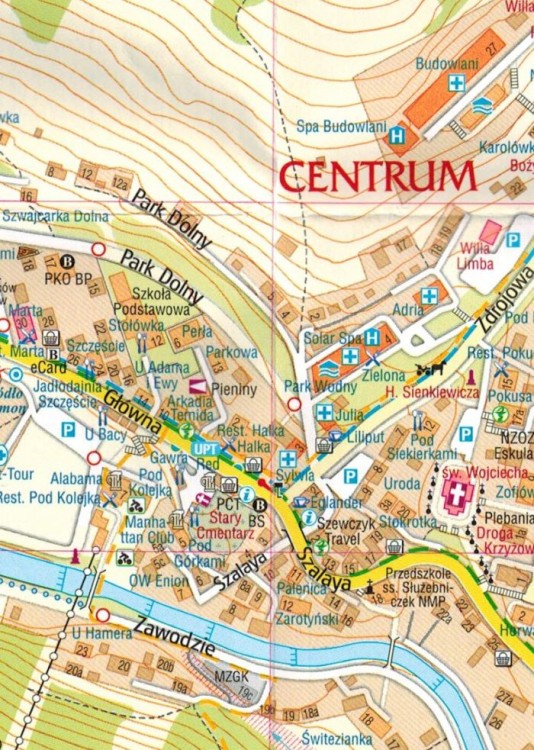 Szczawnica i Pieniny. Plan miasta / Mapa turystyczna wydawnictwa Gauss. Fragment 1
