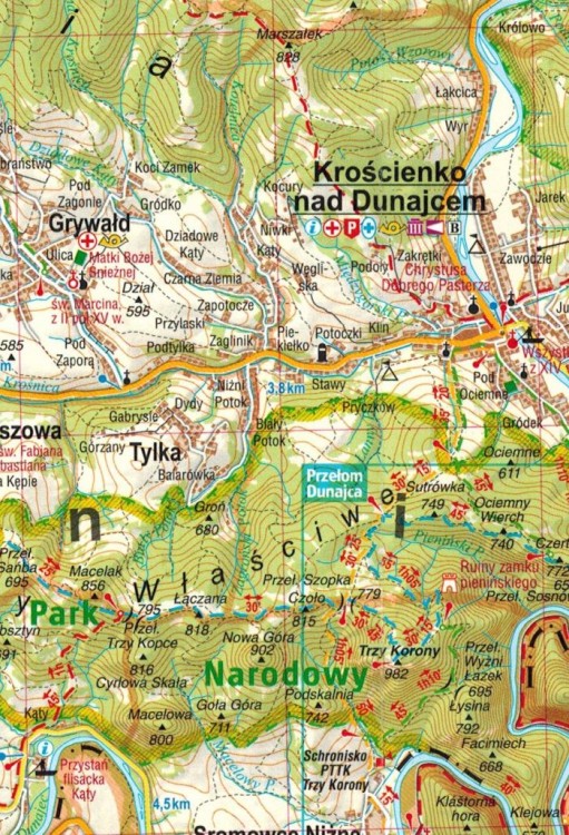 Szczawnica i Pieniny. Plan miasta / Mapa turystyczna wydawnictwa Gauss. Fragment 2