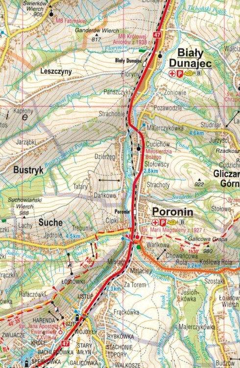 Podhale, Tatry, Pieniny, Orawa i Spisz. Laminowana mapa turystyczna wydawnictwa Gauss. Fragment 1