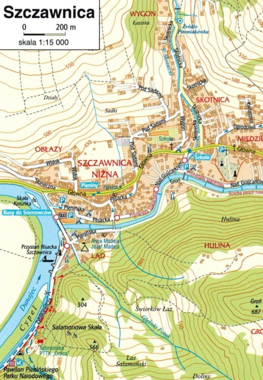 Podhale, Tatry, Pieniny, Orawa i Spisz. Laminowana mapa turystyczna wydawnictwa Gauss. Przykładowy plan miasta