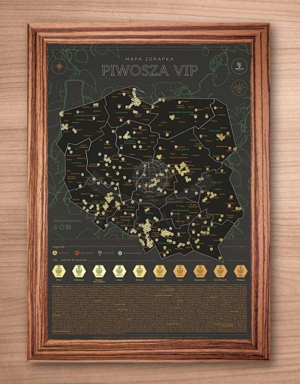 Polska. Mapa zdrapka Piwosza VIP. Przykład oprawy 2