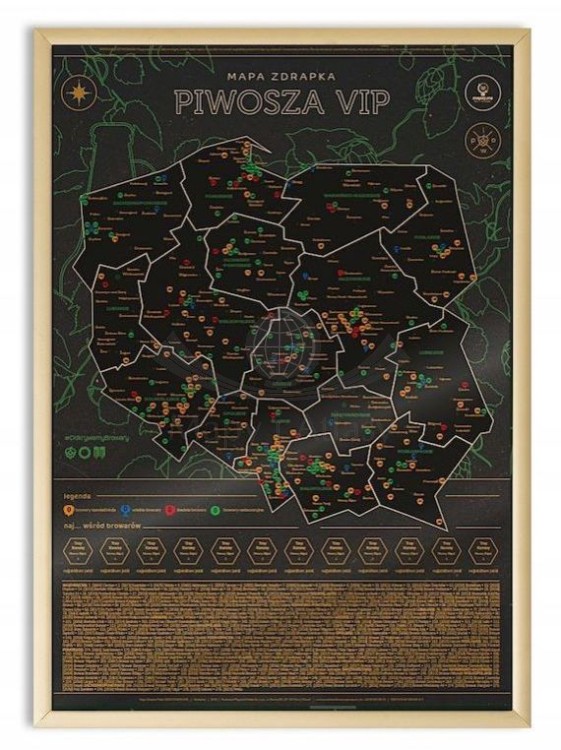 Polska. Mapa zdrapka Piwosza VIP. Przykład oprawy 3