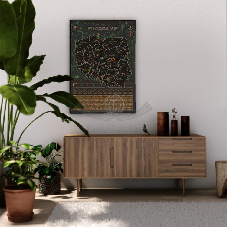 Polska. Mapa zdrapka Piwosza VIP. Przykład oprawy  i aranżacji 1