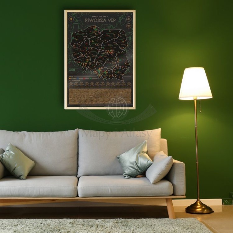 Polska. Mapa zdrapka Piwosza VIP. Przykład oprawy  i aranżacji 2