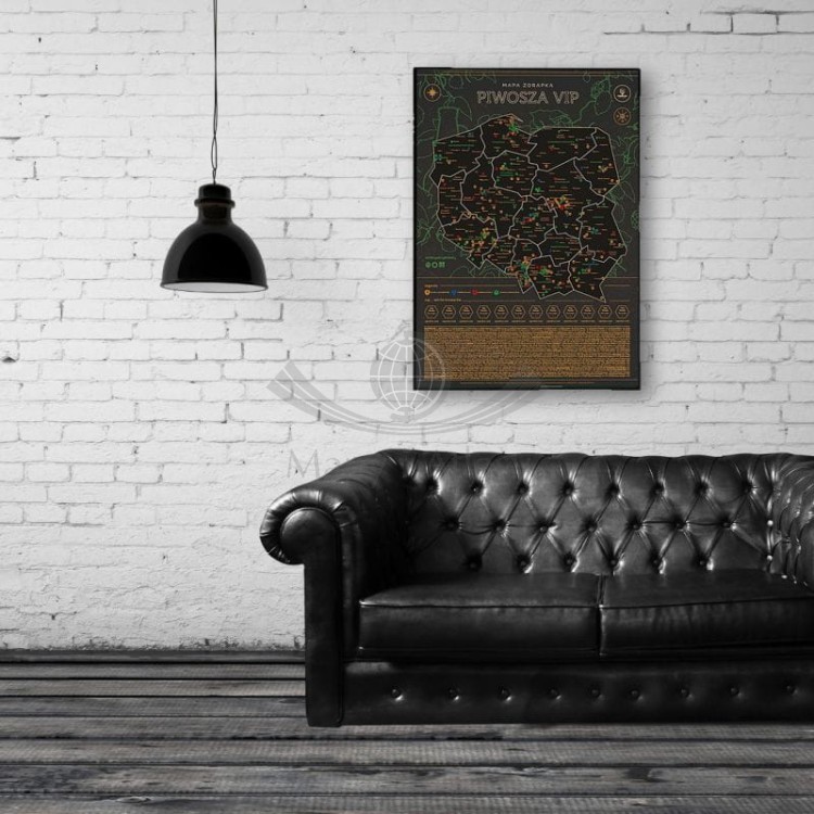 Polska. Mapa zdrapka Piwosza VIP. Przykład oprawy  i aranżacji 3