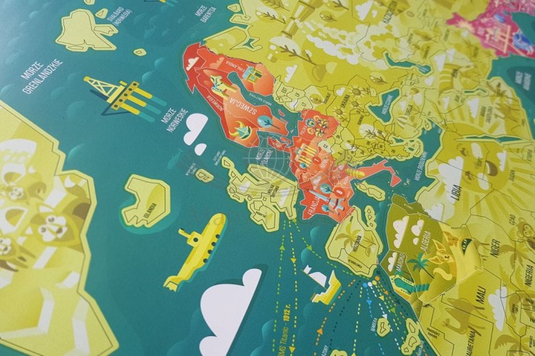 Świat. Familijna mapa zdrapka MAPITO dla dzieci. Fragment 2