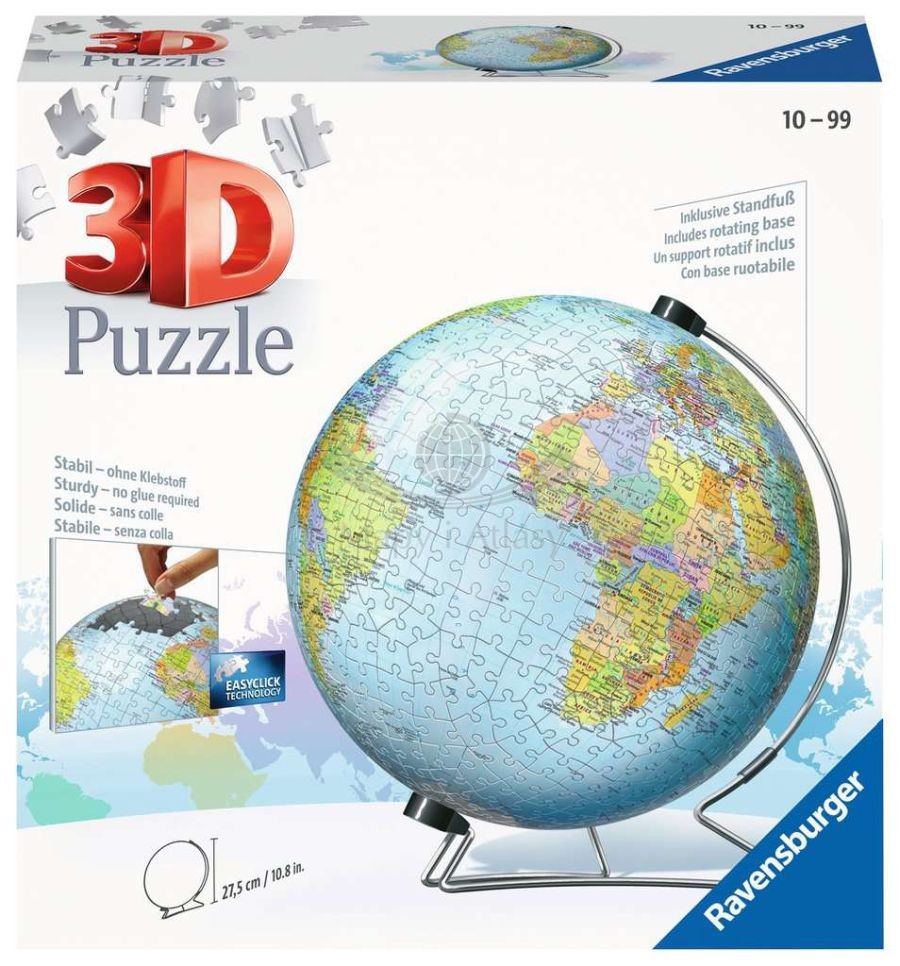 Globus polityczny. Puzzle 3D. 540 elementów. Ravensburger