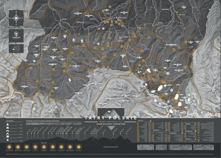 Tatry Polskie. Mapa zdrapka VIP. Wersja czarna