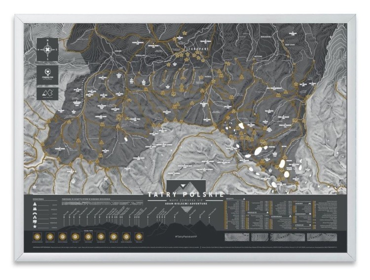 Tatry Polskie. Mapa zdrapka VIP. Wersja czarna. Przykład oprawy