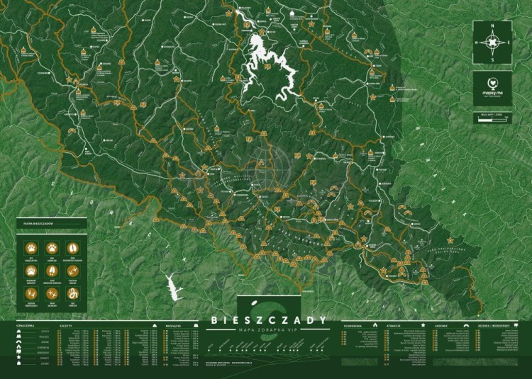 Bieszczady. Mapa zdrapka VIP. Przed zdrapaniem