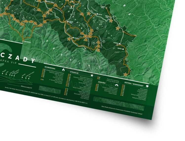 Bieszczady. Mapa zdrapka VIP. Fragment 1