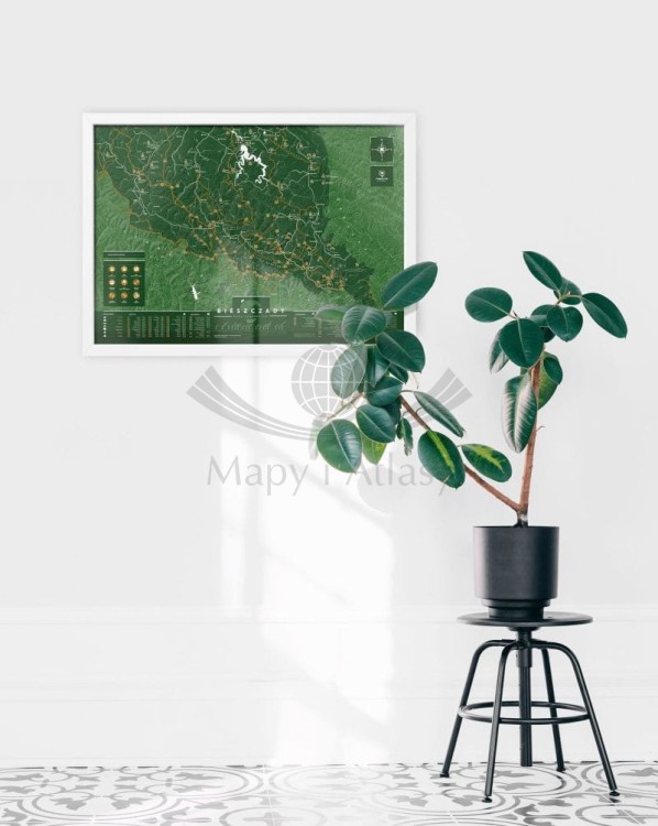 Bieszczady. Mapa zdrapka VIP. Przykład oprawy