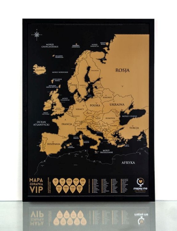 Europa. Mapa zdrapka VIP. Przykład oprawy 1