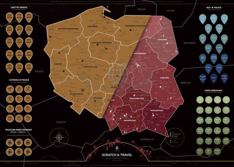 Polska. Mapa zdrapka VIP