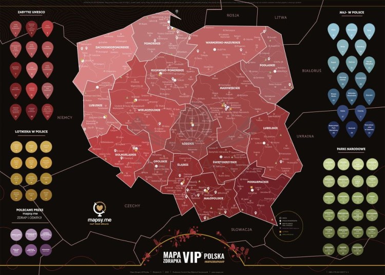 Polska. Mapa zdrapka VIP