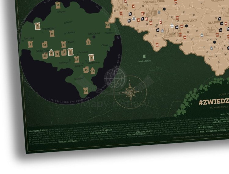 Polska. Zwiedzam zamki. Mapa zdrapka. Fragment