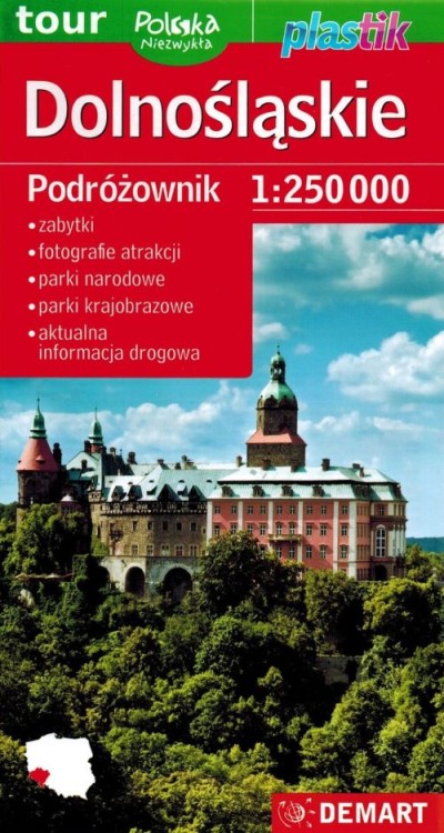 Województwo dolnośląskie. Laminowana mapa samochodowo-turystyczna wydawnictwa Demart. Okładka