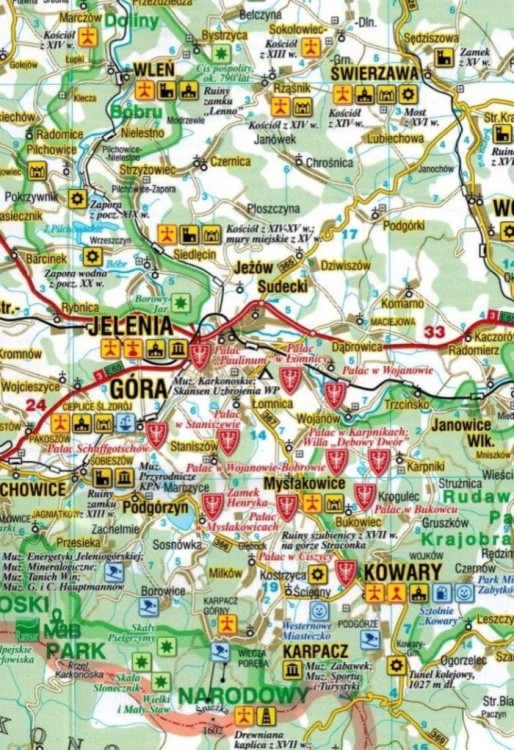 Województwo dolnośląskie. Laminowana mapa samochodowo-turystyczna wydawnictwa Demart. Fragment 2