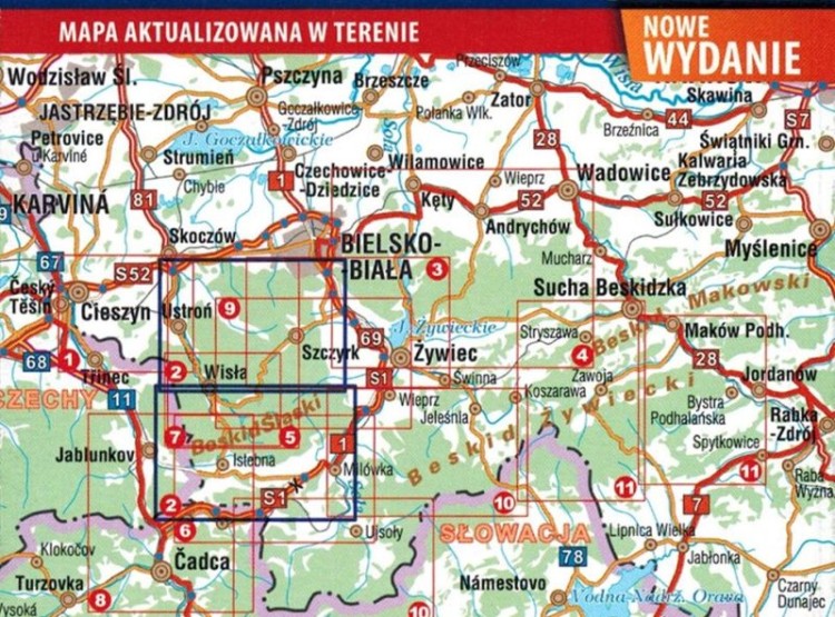 Beskid Śląski 1:25 000. Mapa turystyczna wydawnictwa Galileos. Zasięg