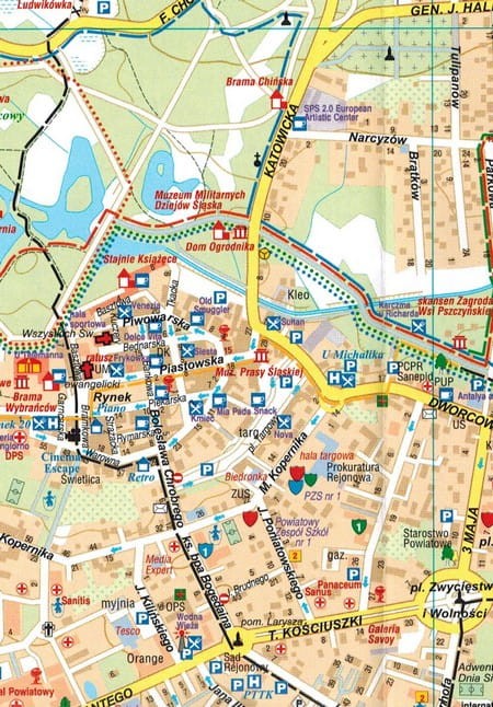 Tychy, Pszczyna i okolice. Wodoodporna mapa turystyczna dla aktywnych wydawnictwa Galileos. Plan miasta - fragment