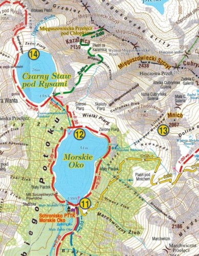 Morskie Oko, Dolina Pięciu Stawów Polskich. Mapa atrakcji turystycznych wydawnictwa Galileos. Fragment 1