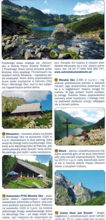 Morskie Oko, Dolina Pięciu Stawów Polskich. Mapa atrakcji turystycznych wydawnictwa Galileos. Informator - fragment