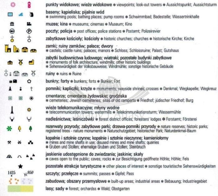 Ziemia Kłodzka 1:60 000. Laminowana mapa turystyczna wydawnictwa ExpressMap. Legenda 2