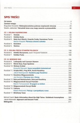 Drogi zimowo-klasyczne w Tatrach Polskich. Przewodnik wspinaczkowy. Spis treści