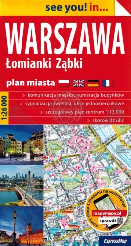 Warszawa, Łomianki, Ząbki. Mapa / Plan miasta wydawnictwa ExpressMap. Okładka