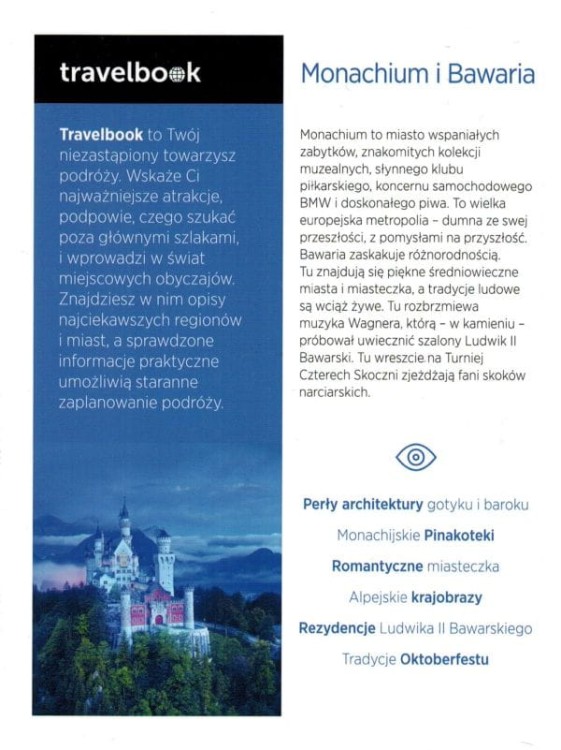 Monachium i Bawaria. Przewodnik travelbook wydawnictwa Bezdroża. Okładka tył