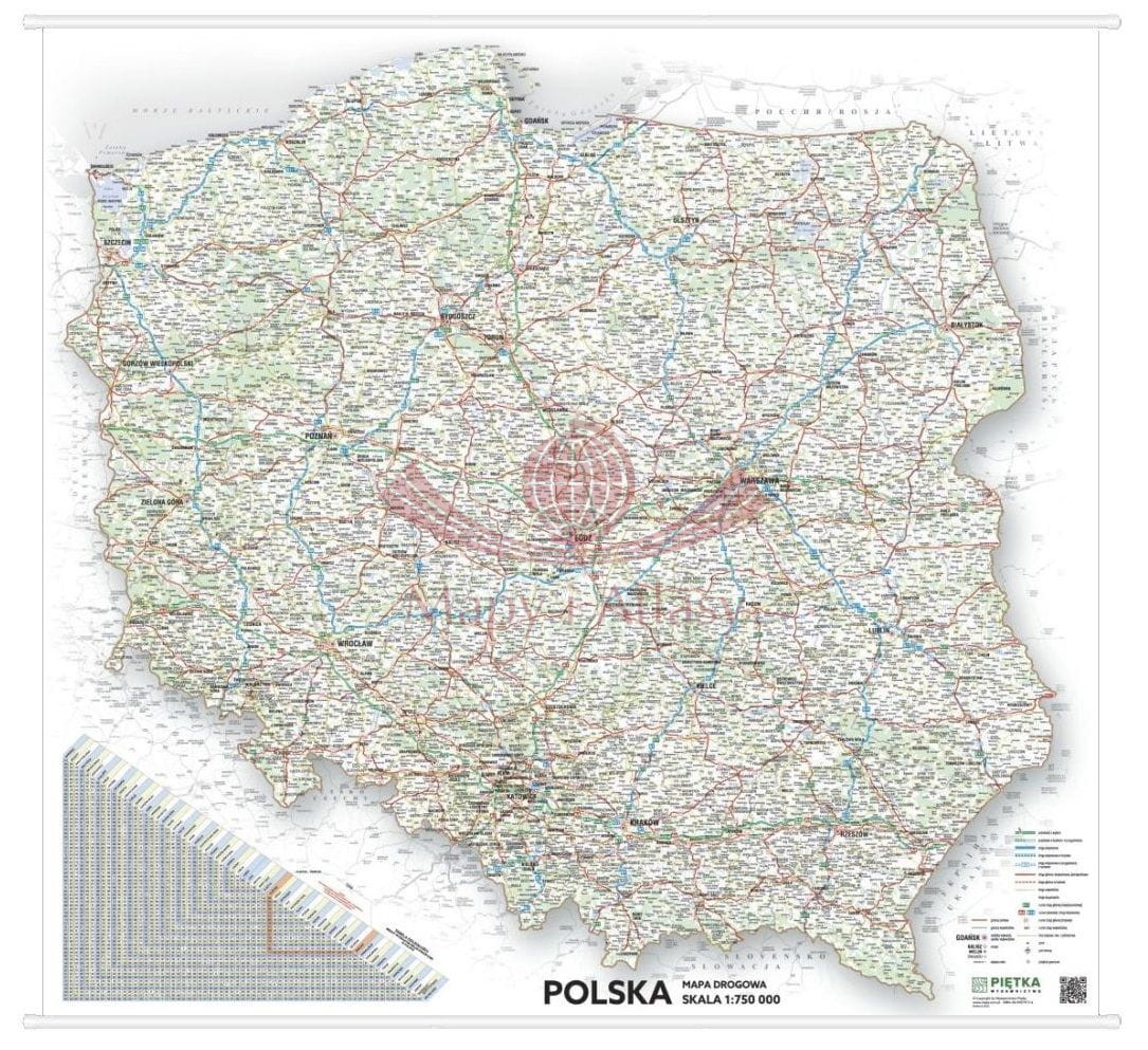 Polska 1:750 000. Mapa ścienna drogowa (samochodowa). Wyd. 2025. Wersja STRONG