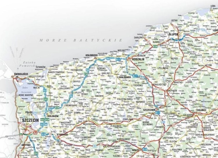 Polska drogowa mapa ścienna w skali 1:750 000. Fragment 2
