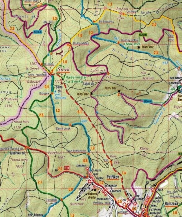 Jesioniki, Góry Rychlebskie / Jeseniky, Rychlebske Hory. Mapa turystyczna 57 wydawnictwa Shocart. Fragment 2