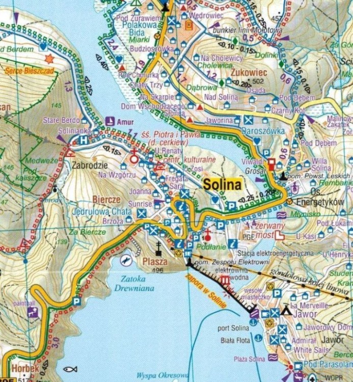 Jezioro Solińskie 1:25 000. Mapa turystyczna wydawnictwa Galileos. Fragment 1