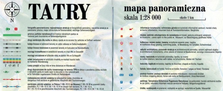 Tatry 1:28 000. Laminowana mapa panoramiczna wydawnictwa ExpressMap. Legenda