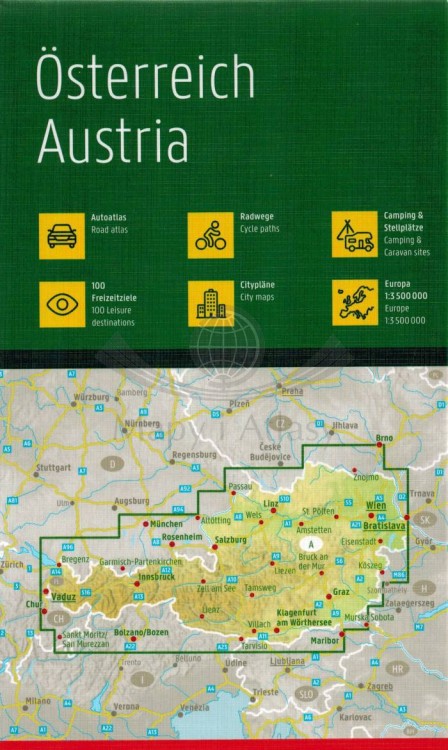 Austria 1:150 000. Atlas samochodowy wydawnictwa Freytag & Berndt. Okładka tył