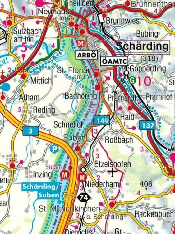 Austria 1:150 000. Atlas samochodowy wydawnictwa Freytag & Berndt. Przykładowy arkusz 1 -  fragment