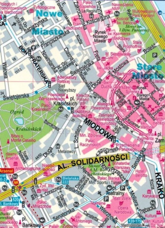Warszawa 1:29 000. Laminowana mapa / Plan miasta wydawnictwa ExpressMap. Fragment 2