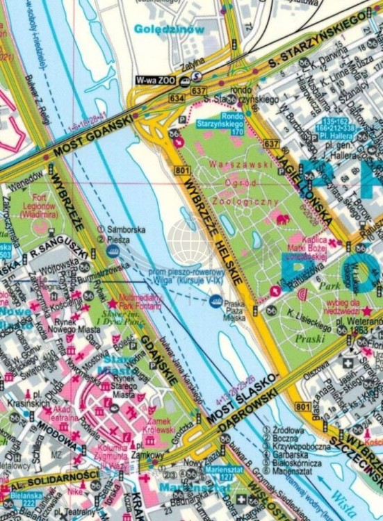 Warszawa 1:29 000. Laminowana mapa / Plan miasta wydawnictwa ExpressMap. Fragment 3