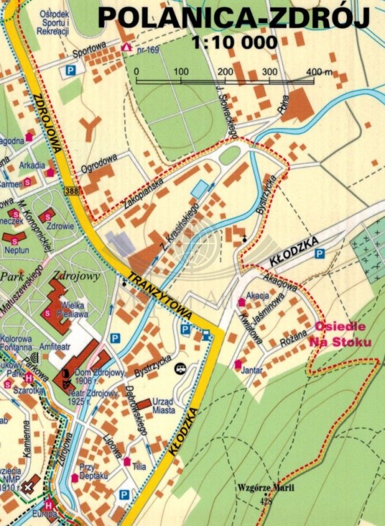 Góry Stołowe 1:60 000. Laminowana mapa turystyczna wydawnictwa ExpressMap. Plan miasta - fragment
