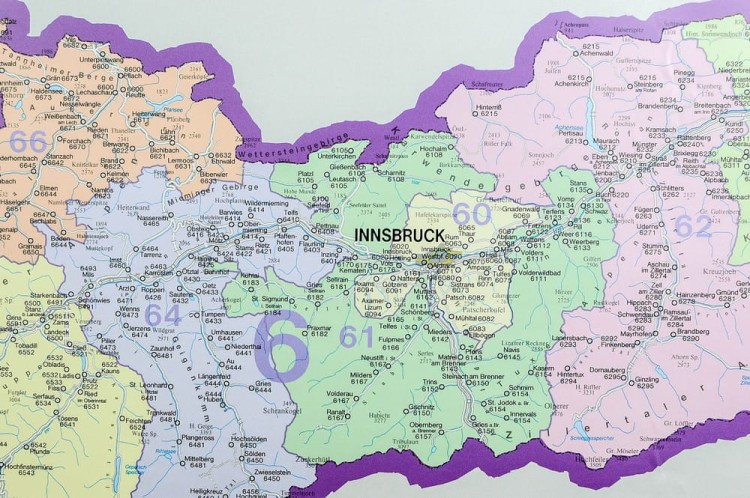 Austria 1:500 000. Mapa ścienna kodowa wydawnictwa Freytag & Berndt. Fragment 4