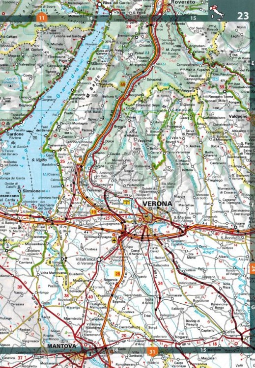 Włochy 1:300 000. Atlas samochodowy wydawnictwa Michelin. Przykładowy arkusz 2