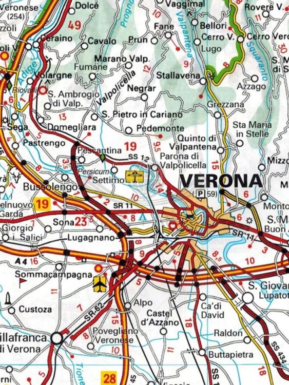 Włochy 1:300 000. Atlas samochodowy wydawnictwa Michelin. Przykładowy arkusz 2 - fragment