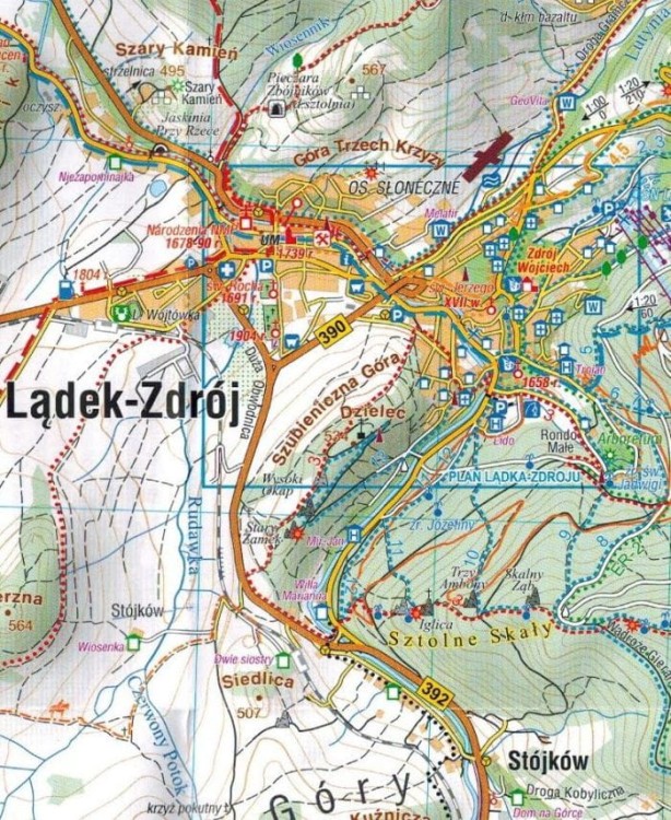 Góry Złote, Rychlebske Hory. Laminowana mapa turystyczna wydawnictwa Compass. Fragment 2