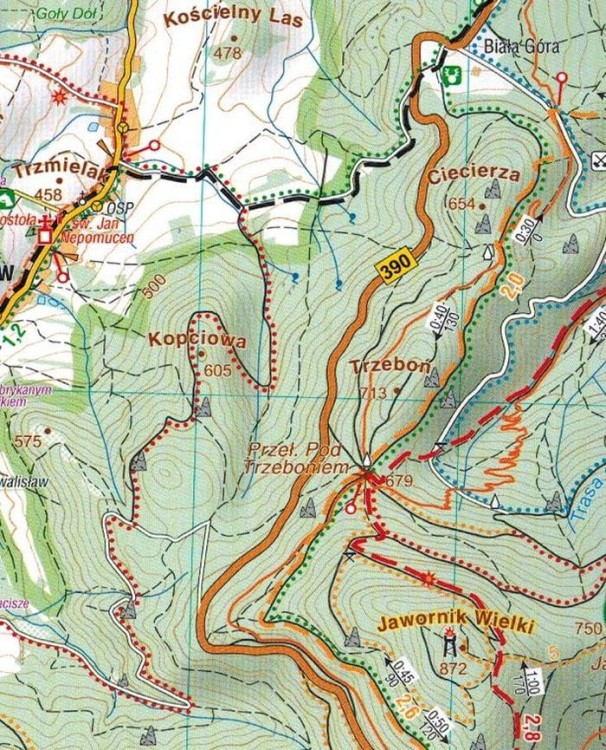 Góry Złote, Rychlebske Hory. Mapa turystyczna wydawnictwa Compass. Fragment 3