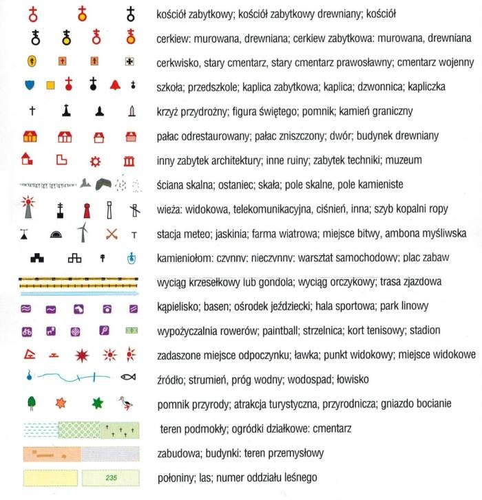 Bieszczady - Cisna 1:25 000. Mapa turystyczna wydawnictwa Galileos. Legenda 2