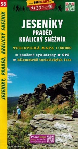Jesioniki, Pradziad, Kralicki Śnieżnik / Jeseniky. Mapa turystyczna wydawnictwa Shocart. Okładka