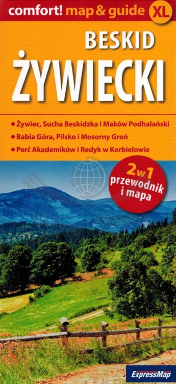 Beskid Żywiecki 2 w 1. Laminowana mapa turystyczna + Miniprzewodnik wydawnictwa ExpressMap. Okładka