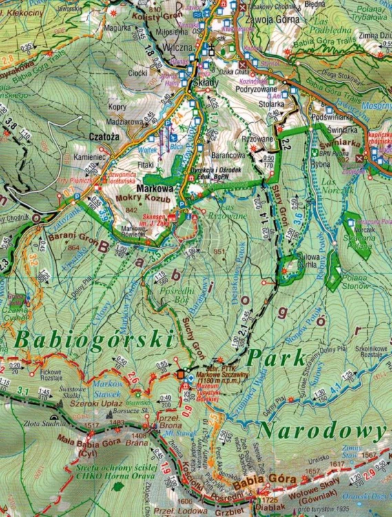 Beskid Żywiecki 1:50 000. Mapa laminowana wydawnictwa Compass. Fragment 2
